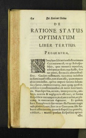 De Ratione Status Optimatum Liber Tertius.