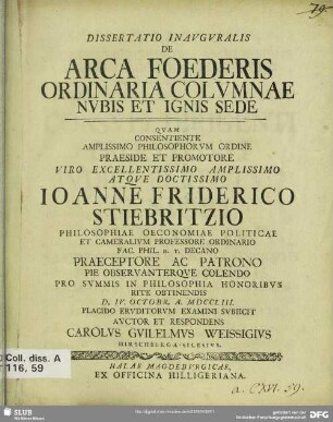 Dissertatio Inauguralis De Arca Foederis Ordinaria Columnae Nubis Et Ignis Sede