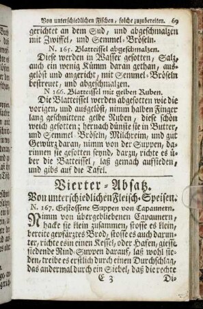 Vierter - Absatz. Von unterschiedlichen Fleisch-Speisen.
