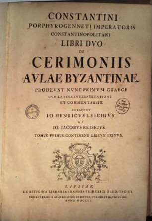 Libri duo de Cerimoniis aulae Byzantinae, 1