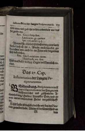 Das 27. Cap. Inflammation der Lungen/ Peripneumonia.