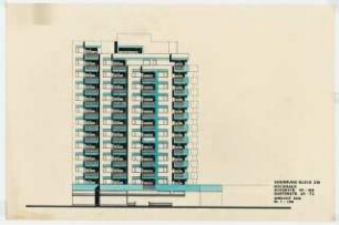 Erweiterung und Sanierung Ernst Reuter Siedlung, Berlin-Gesundbrunnen: Ansicht Hochhaus 1:100