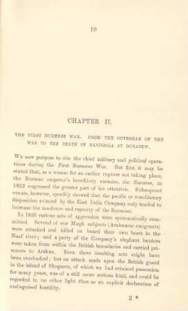 Chapter II. The First Burmese War. From the outbreak of the war to the death of Bandoola at Donabew