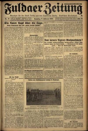 Ausgabe vom Samstag, den 11. Februar 1933.