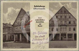 "Ratskeller" und Gasthof "Goldener Löwe" am Markt Schönberg