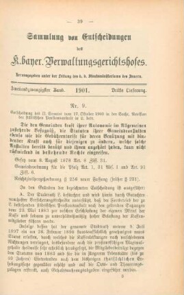 Zweiundzwanzigster Band. 1901. Dritte Lieferung. - Nr. 9. - Nr. 10.