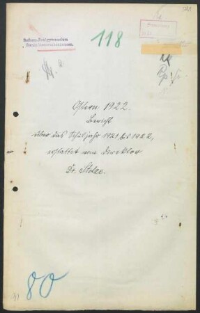 1921/22: Bericht über das Schuljahr ... - 1921/22