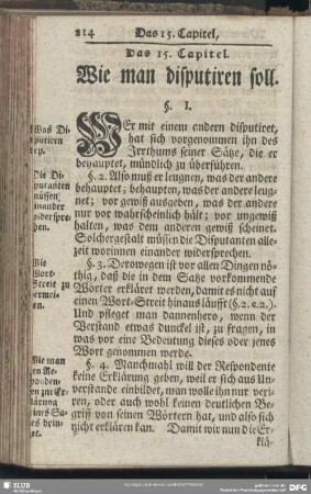 Das 15. Capitel. Wie man disputiren soll