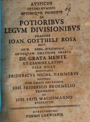 De potioribus legum divisionibus