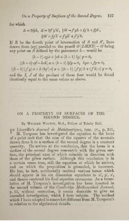 On a property of surfaces of the second degree.