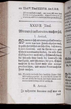 XXXVII. Titul. Wie man seine Retraitte machen soll.