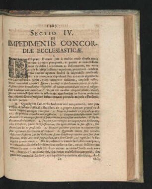 Sectio IV. De Impedimentis Concordiae Ecclesiasticae.