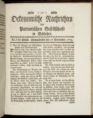 XLVIII. Stück. Sonnabends den 27 November. 1779.