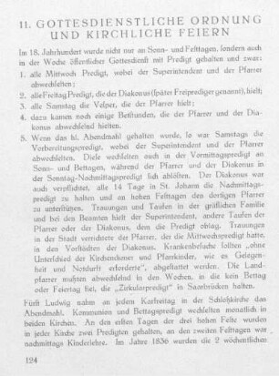 I. Geschichte der Gemeinde 11. Gottesdienstliche Ordnung und kirchliche Feiern