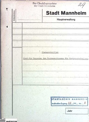 Niederschriften über die Tagung des Fachausschusses für Verbrauchslenkung