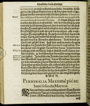 Personalia Maxume pie ac beate defunctæ Matronæ.