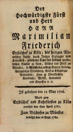 Adreß-Calender des Hochstifts Münster : auf das Schaltjahr nach der Gnadenreichen Geburt unsers Herrn Jesu Christi. 1782