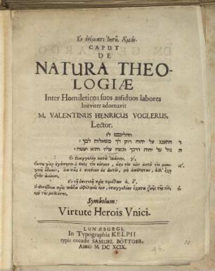 Caput De Natura Theologiae