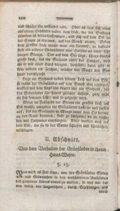 II. Abschnitt. Von dem Verhalten der Grönländer in ihrem Haus-Wesen.