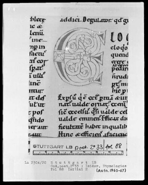 Isidor von Sevilla, Etymologiae — Initiale E, Folio 88recto