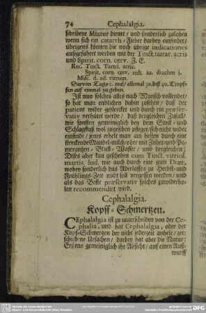 Cephalalgia. Kopff-Schmertzen
