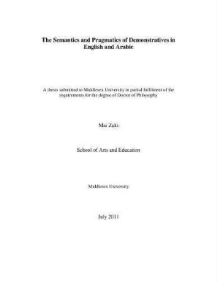 The semantics and pragmatics of demonstratives in English and Arabic