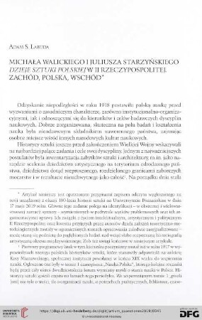 Michała Walickiego i Juliusza Starzyńskiego Dzieje sztuki polskiej w II rzeczypospolitej : zachód, polska, wschód