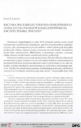 Michała Walickiego i Juliusza Starzyńskiego Dzieje sztuki polskiej w II rzeczypospolitej : zachód, polska, wschód