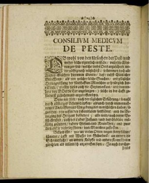 Consilium Medicum De Peste.