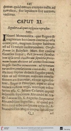 Cap. XI. De Sepulchris aliquot insignibus