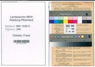 Entnazifizierung Franz Classen , geb. 27.01.1909 (Beamter)