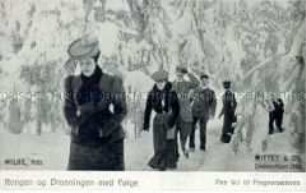 Das norwegische Königspaar beim Winterspaziergang in Frognersæteren