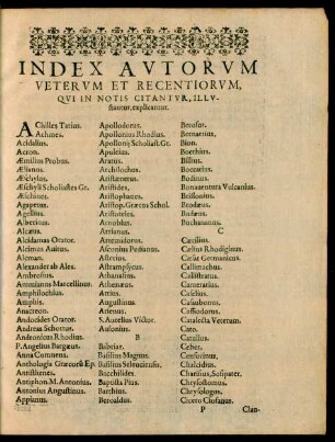 Index Autorum Veterum Et Recentiorum, Qui In Notis Citantur, Illustantur, explicantur.