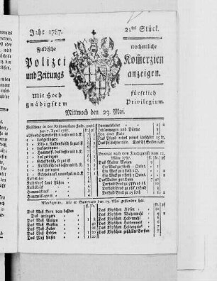 21tes Stück., Ausgabe vom 23. Mai 1787