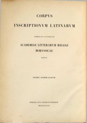 Corpvs inscriptionvm Latinarvm, 14. Inscriptiones Latii veteris Latinae