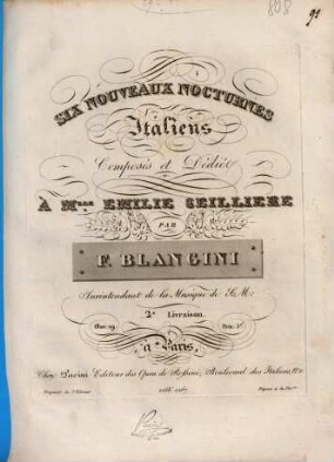 Six nouveaux nocturnes italiens : oeuv. 29, 2. 13 S. - Nr. 4. Compagni amor lasciate sofferto. Nr. 5. Se tu parli. Nr. 6. Credi tu che ame sia caro