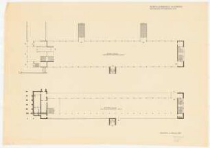 Deutsche Gartenschau 1950 auf dem Killesberg, Stuttgart: Ausstellungshalle in Grundriss und Aufrissen 1:200