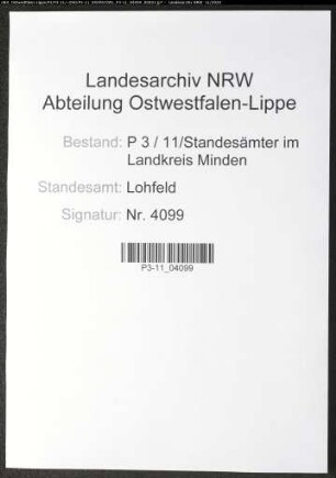 Sterberegister Standesamt Lohfeld