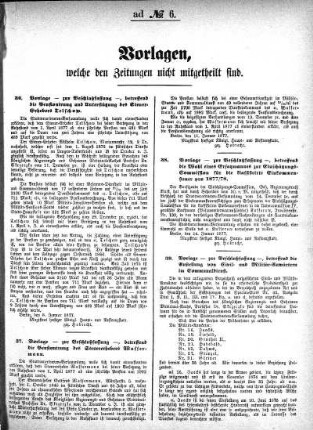 Vorlagen, welche den Zeitungen nicht mitgeteilt sind