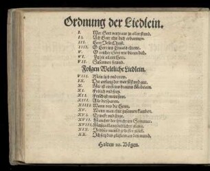 Ordnung der Liedlein