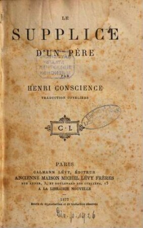 Oeuvres complètes de Henri Conscience : Collection Michel Lévy. (Traduction [Félix] Coveliers). 2