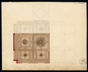 Speisesaal eines Patrizierhauses Monatskonkurrenz Januar 1870: Grundriss Deckenuntersicht (Ausschnitt); Maßstabsleiste