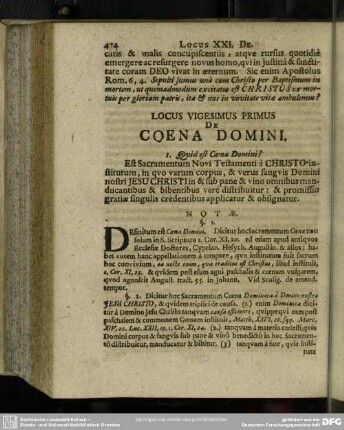 Locus Vigesimus Primus De Coena Domini