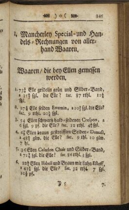 I. Mancherley Special- und Handels.- Rechnungen von allerhand Waaren.