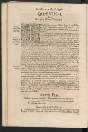 Quaestio I. De Natura & Habitu Theologiae.