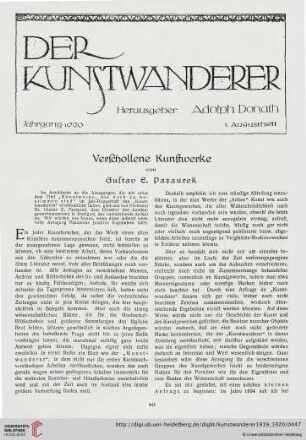 1: Verschollene Kunstwerke