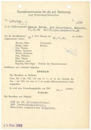 Ammann, Berta, geb. Conzelmann
