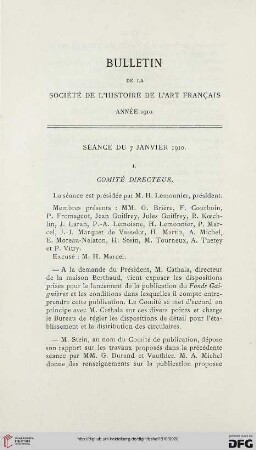 Séance du 7 janvier 1910