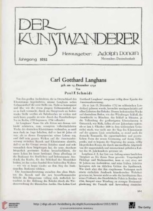14: Carl Gotthard Langhans : geb. am 15. Dezember 1732