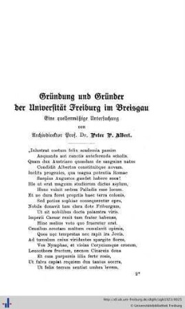 Gründung und Gründer der Universität Freiburg i. Br.
